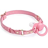 Littleforbig Leather Adjustable Strap Gen II Pacifier & Gag Set Pink