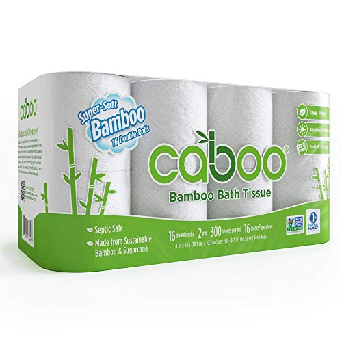 Caboo Tree-Free Bamboo Toilet Paper, Septic Safe Biodegradable Bath Tissue, Eco Friendly Soft 2 Ply Sheets, 300 Sheets Per Roll, 16 Double Rolls - Thumbnail 7