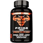 Prime Labs Organic Black Maca Root Capsules 1,200mg - Stamina, Drive, Energy, Vitality - Peruvian 20:1 Extract - for Men & Women - 60 Count