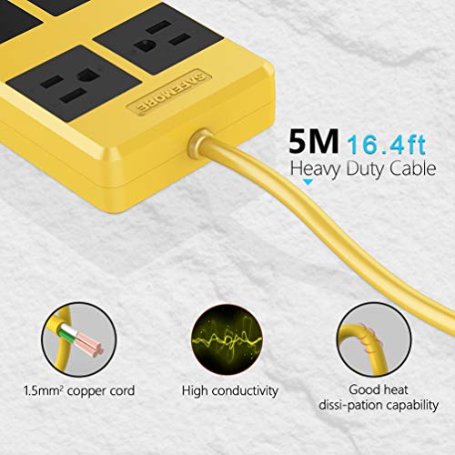 SAFEMORE GFCI Power Strip 4 Outlet Surge Protector with RCD Leakage