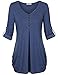 Tunics for Women,Timeson V-Neck Pleated Knit T-shirt Blouse Top Dark Blue XX-Large