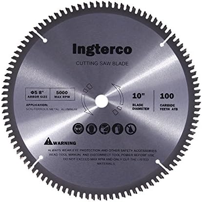 INGTERCO 10-Inch 100-Tooth TCG Non-Ferrous Metal Saw Blade with 5/8-Inch Arbor