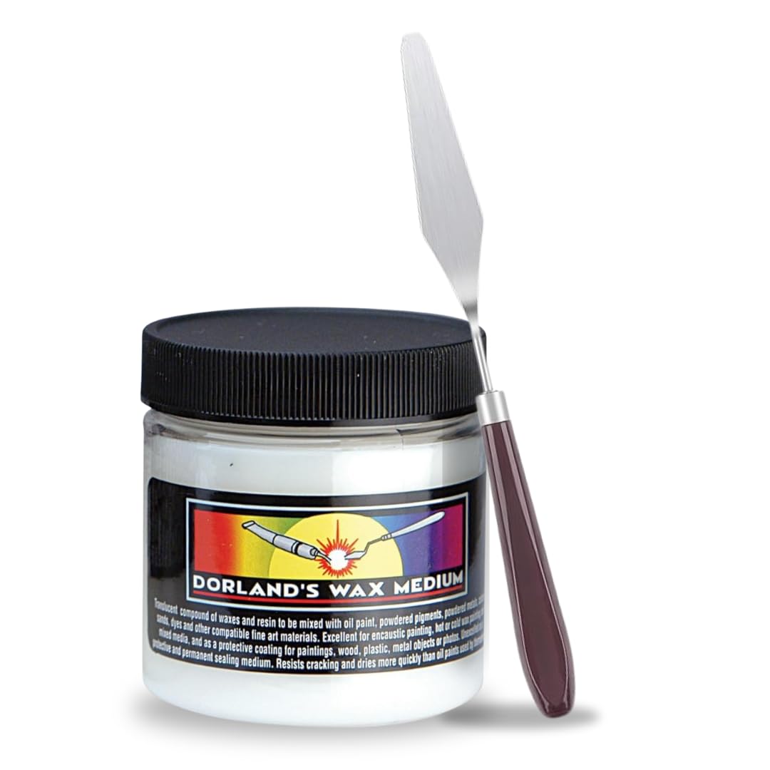Photo 1 of Jacquard Dorland's Wax Medium – 4 fl oz – Cold Wax for Oil Painting & Watercolor Sealing – Protective Finish – with Bundling Bliss Palette Knife