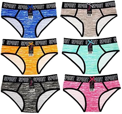 Vision Underwear 6 Pack Sport Heather Print Cotton Bikini Panties B3756