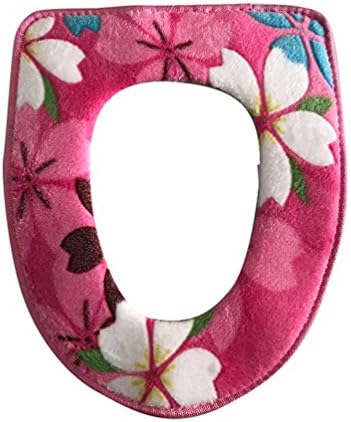Soft & Comfy Flannel Toilet Lid & Tank Cover Toilet Seat Cushion Toilet Mat Pad Bathroom Warmer,Rose Orchid