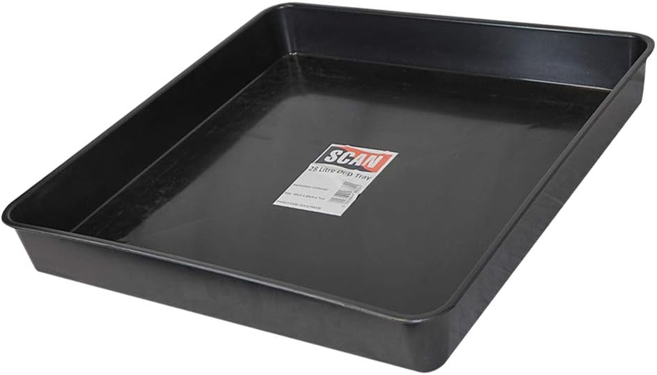 Scan SCASCTRAY28 28 Litre (6.1gal) Drip Tray / Garden Tray 60 x 60 x 7 cm (24 Inch), Black, 60 x 60 x 7cm