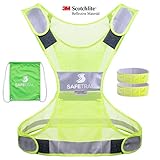 Reflective Running Vest, Reflective Vest for Cycling Dog Walking Motorcycle, 3M Scotchlite Reflective Running Gear, Safety Vest Reflective with Pocket & Reflective Sport Armband for Men Women Children