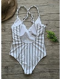 Zona fantástica traje de baño de una sola pieza para dama con rayas blancas
