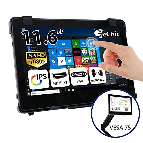 GeChic 1102I 11.6 inch FHD 1080p Portable Touchscreen Monitor with HDMI & VGA Video inputs, USB Powered, Plug&Play, Ultralight and Slim, Built-in Speakers, Rear Docking