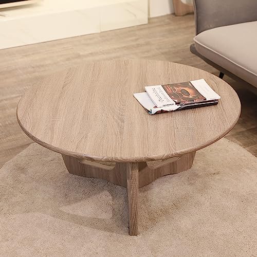 FINECASA Wooden Curved Leg Round Coffee