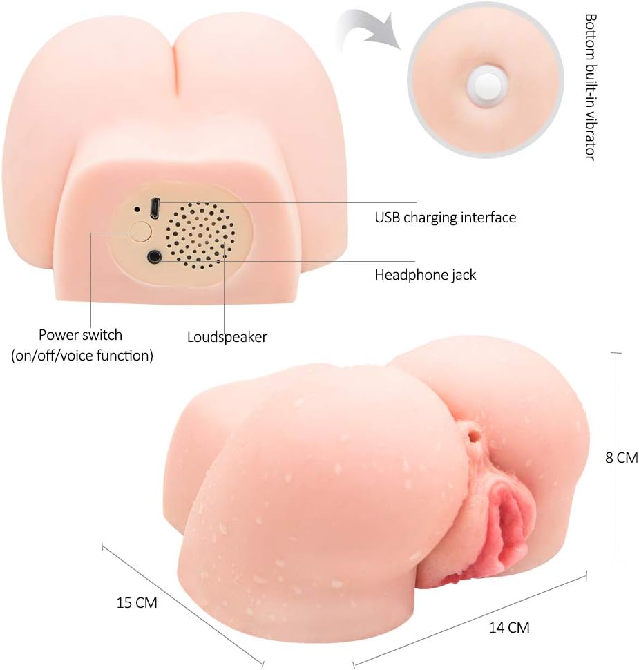 Soft Silicone Lifelike Big A-s-s Manual Control 2 in 1 Artificial Real Pussy Soft Male Mastubration Cup Male Air-Sucking Toys for Him Sexy Underwear Toystory for Adults