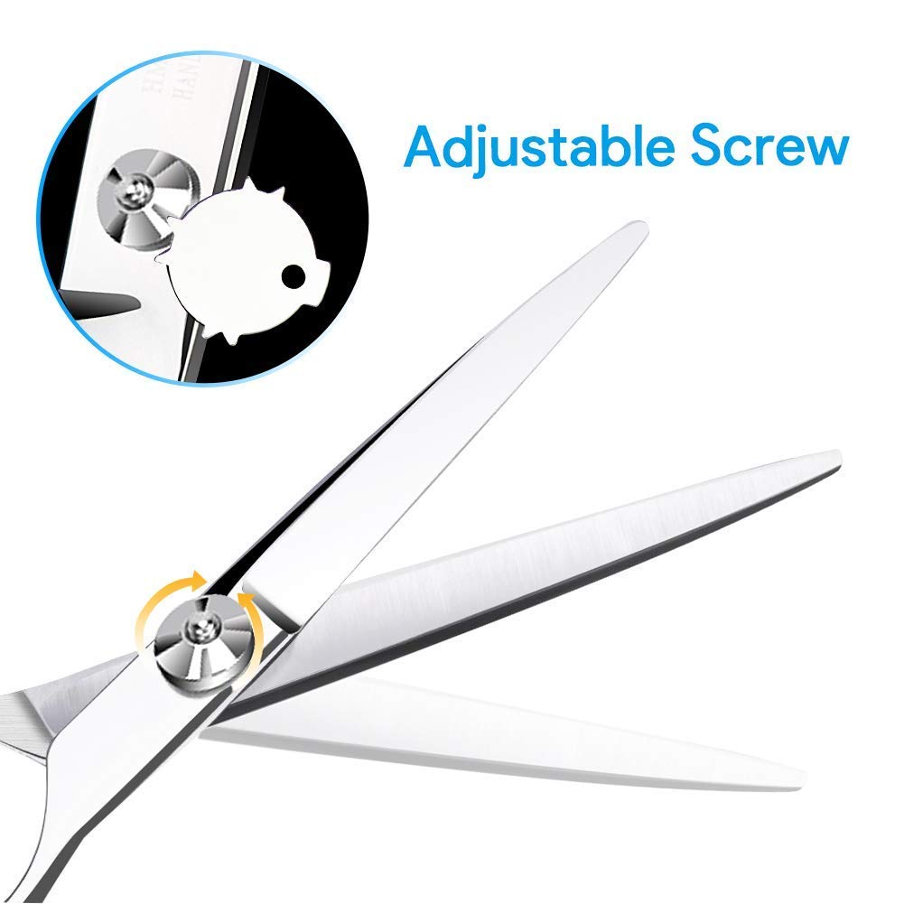 Hair Cutting Scissors Kit, Sharp Hair Scissors Made of Resist Corrosion and Rust Stainless Steel with Regular Hair Shear, Thinning Scissor, Comb, Black Leather Case for Home Use, Professional Barbers : Beauty