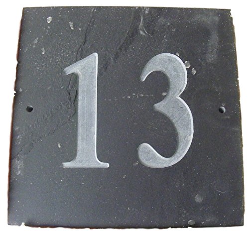 NATURAL GREY SLATE HOUSE DOOR NUMBER 6" x 6" DEEPLY ENGRAVED NATURAL SURFACE SIGN PLAQUE HOUSE WARMING GIFT (13)