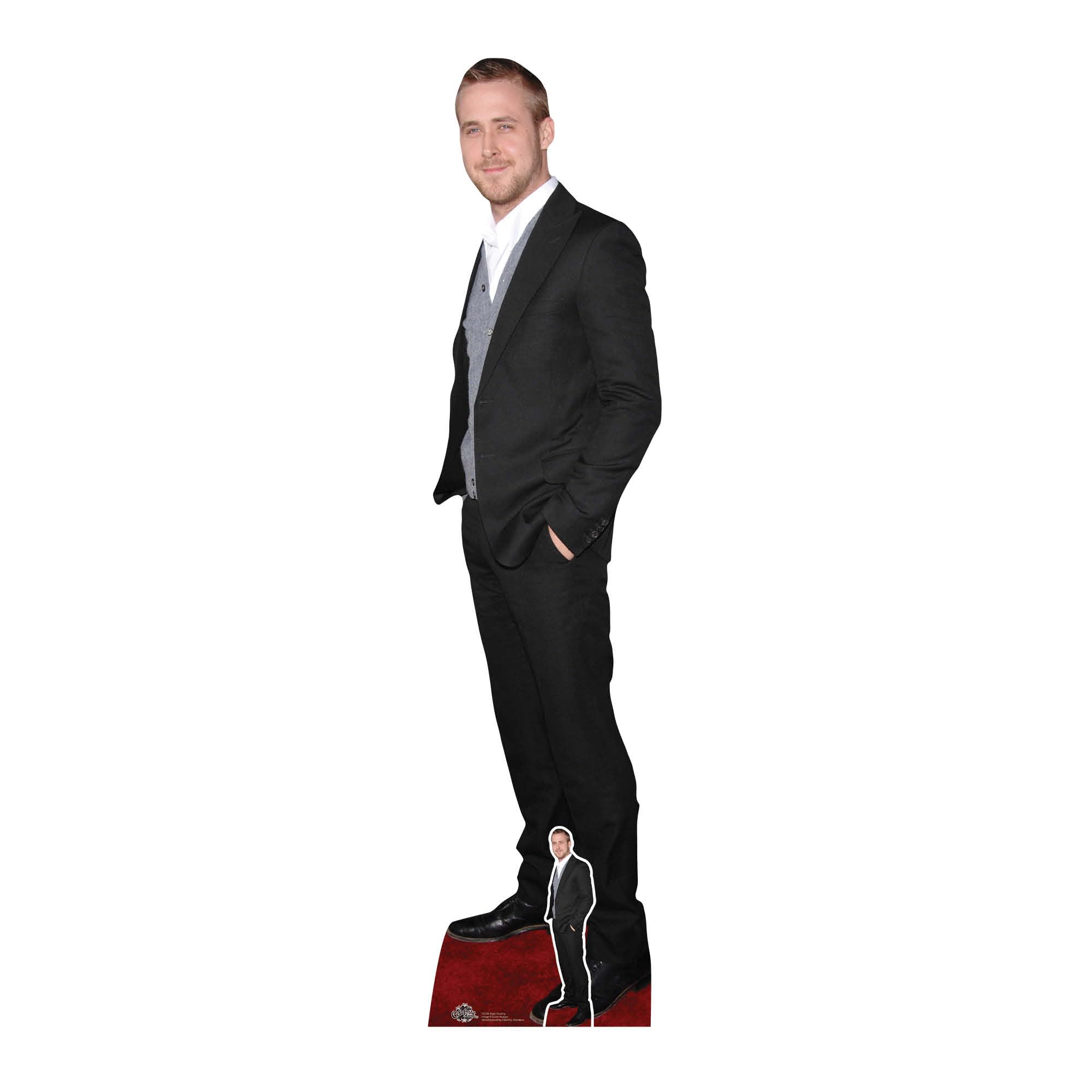Star Cutouts CS786 Ryan Gosling Black Suit Lifesize Cardboard Cutout with Mini – Movie Night Party Decoration, Fan Display & Collector Standee