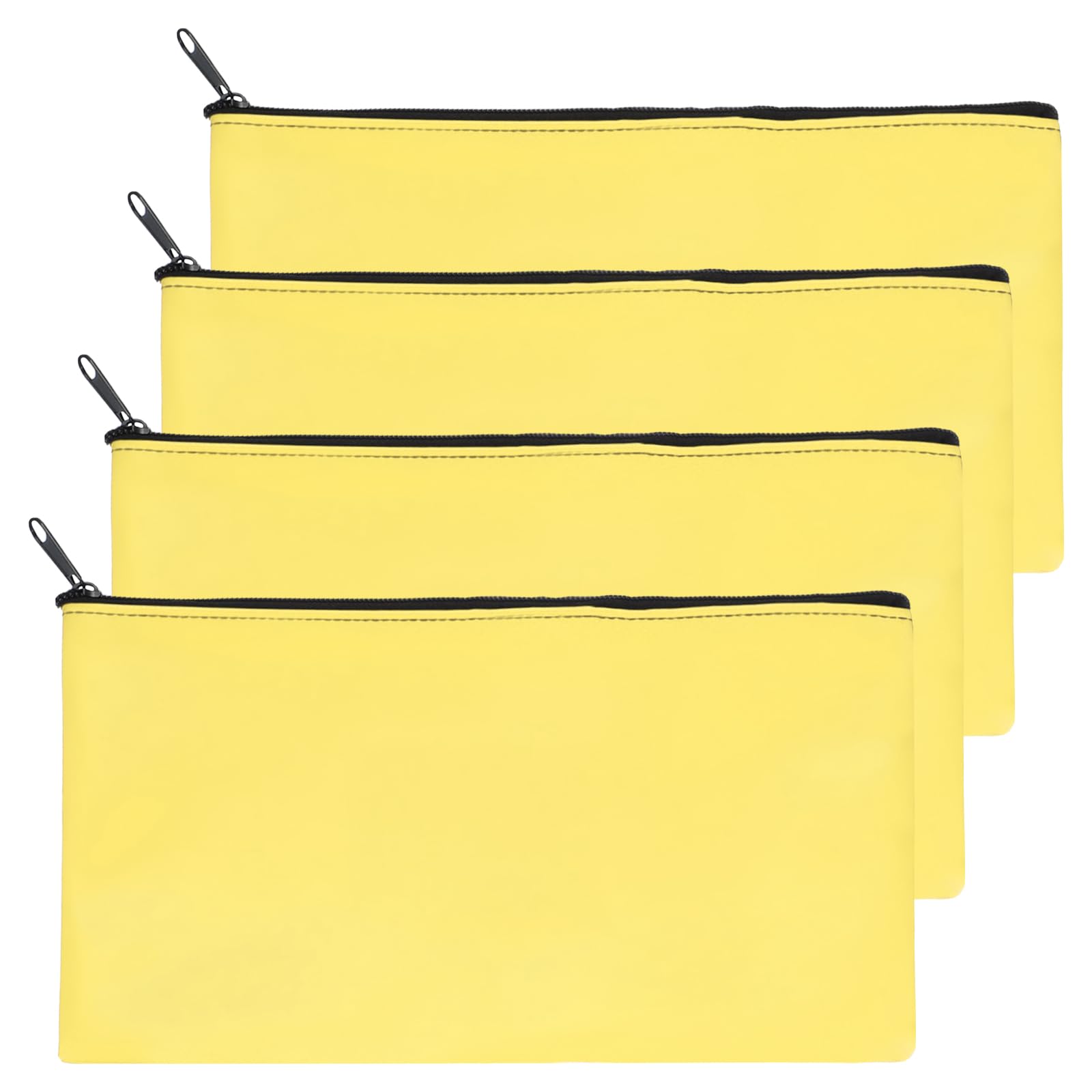 PATIKIL 11"x 6" Bank Deposit Bag, 4Pcs Money Bag Bank Bag Security Money Pouch Receipt Holder for Tickets Coin Makeup Cosmetics Bills, Bright Yellow