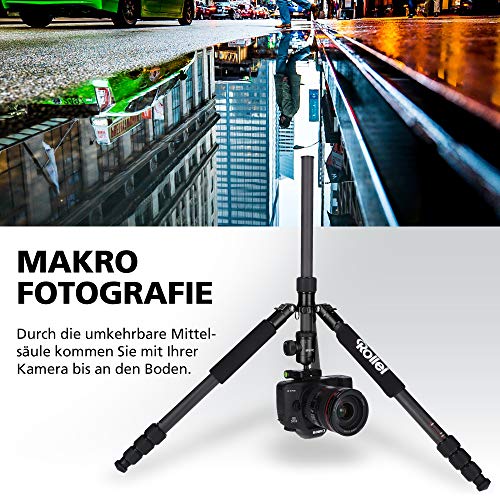 Rollei C5I I Schwarz I leichtes Foto-Stativ aus Carbon I Reise-Stativ mit Kugelkopf und Stativtasche I Verwendbar als Macrostativ, Einbeinstativ/Monopod und Ministativ I Arca Swiss Platte – Bild 6