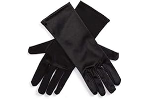 Utopiat Audrey Style Mini Black Satin Opera Gloves Girls Inspired by Breakfast At Tiffany's, Ages 4-10