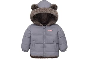 flower frail Infant Baby Winter Coat Bear Hooded Jacket Warm Fleece Snowsuit Windproof Outerwear for Toddler Boy Girl 9M-4T