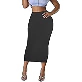 Women's Long Midi Pencil Skirt - High Waisted Bodycon Summer Casual Club Going Out Y2K Tight Skirts