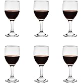 BTGLLAS HEIGHT 5.6 Inches 120ML 4 Ounce Samll Capacity - Set of 6 Classic Red Small Wine Glasses Durable Clear White Lead-free Glass Cup For Party (Glass, 6Pcs4OZ)