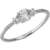 10k White Gold Open Heart Claddagh Promise Ring With CZ Solitaire - Friendship & Engagement Ring - View #2