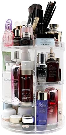 Meeracula 360 Degree Rotating Makeup Organizer, Adjustable Multi-Function Cosmetic Storage Box, 7 Layers, Oversize Capacity, Fits Nail Polish, Eyeliner, Lipsticks and More.(Clear/Acrylic) (Oversize)