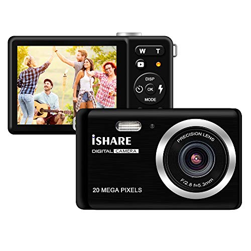 HD Digital Camera, Rechargeable Mini Digital Camera Camera with 2.8″ LCD/20MP/8X Digital Zoom Video Camera Kids Students Cameras,Indoor Outdoor for Adult Seniors Kids（Black）