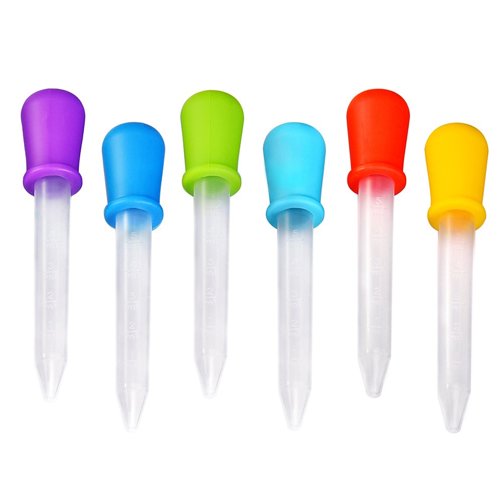 6 Pieces Silicone and Plastic Droppers Pipettes for Candy Molds, Gummy Mold and Crafts, 5 ML