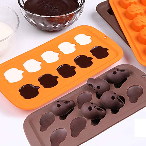 Halloween Candy Molds 4 Pcs Chocolate Molds Silicone with Ghost Pumpkin Bat & Witch Hat - Thumbnail 5