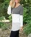 Hount Womens Back Lace Color Block Tunic Tops Long Sleeve T-Shirts Blouses With Striped Hem (XX-Large, Grey)