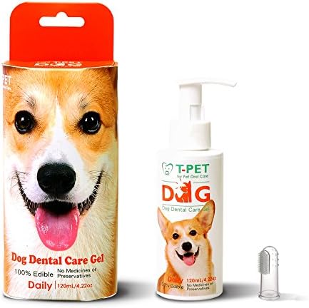 T-PET Dental Care Gel For Dog - Freshen Breath - Reduce Plaque and Tartar - Vets Approved - Toothpaste Dental Care with Toothbrush - 100% Edible Even for Humans - 4.22 o.z./ 120mL
