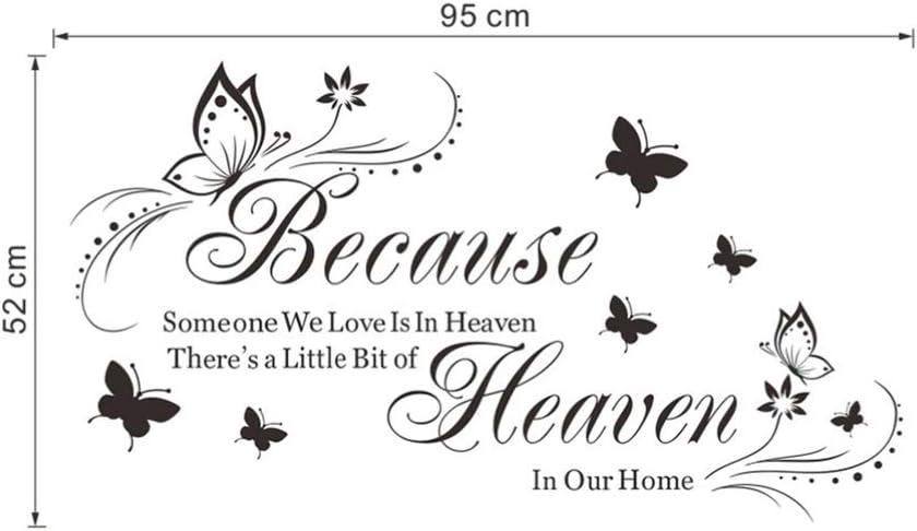 VORCOOL Wall Sticker Sayings Because Someone We Love is in Heaven There's a Little Bit of Heaven In Our Home Butterfly Wall Decals Quotes - Image 4