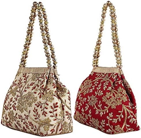Kuber Industries Pieces Polyester Embroidered Woman Potli Bag