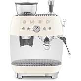 Smeg EGF03 Semi-Automatic Espresso Machine with Built-In Grinder, Dual Thermoblock, 50&rsquo;s Retro Style &ndash; Cream (120 V)