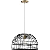 Meridian M70105BRNB Pendant, 1-Light 60 Watts, Black with Natural Brass Accents