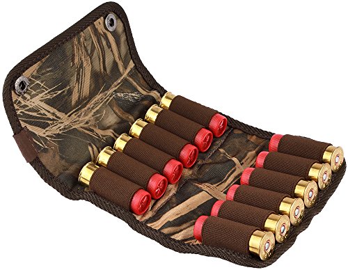 BRONZEDOG Shooter's Pouch Nylon Ammo Cartridge Belt Holder Shotgun 12 16 Gauge Camo Shotshell Carrier Hunting Accessories (Brown Cane Camo) - Thumbnail 4