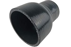 AotoKoop Universal 4-Ply High Performance Straight Reducer Coupler Silicone Hose ID 2" to 2.5" (51mm to 64mm), Black (No Logo)