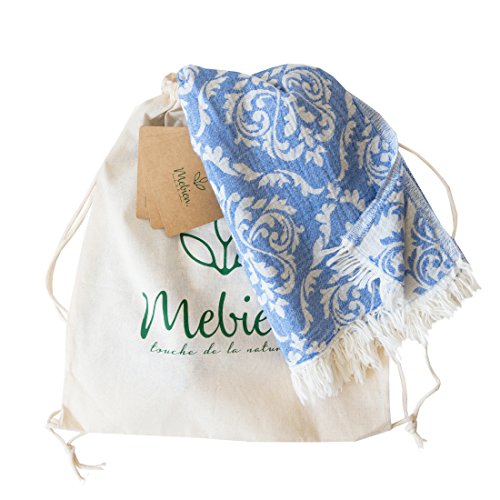 Mebien Renaissance Design pestamal bath pools spas beaches gyms saunas towel multi purpose throw to your couch sofa bed picnic for baby women man 100% cotton (Indigo Blue) - Thumbnail 5