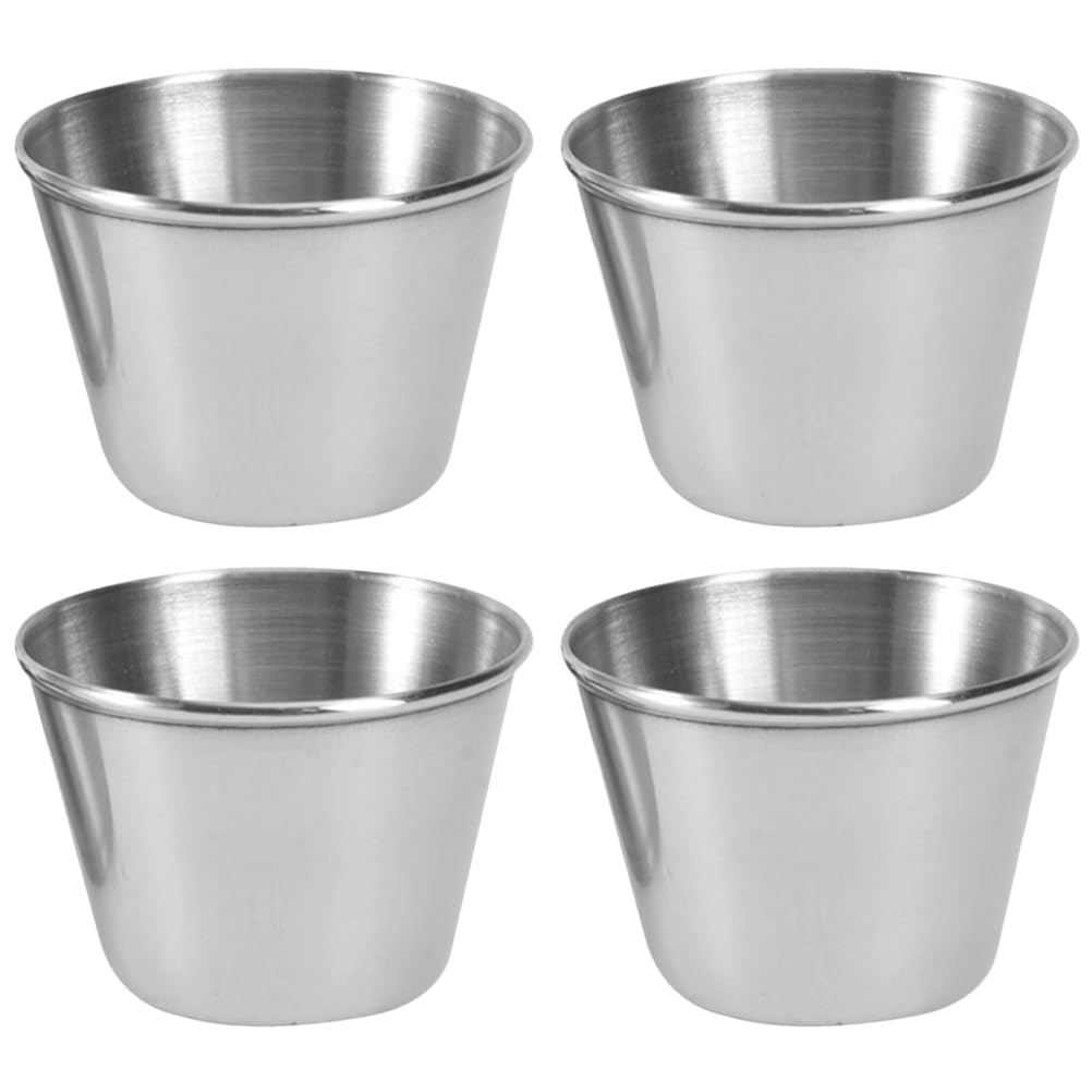 Cabilock Stainless Steel Sauce Cup Small Condiment Container for Soy Sauce Dipping Dishes Leak-Resistant Kitchen Accessory 2.36X1.81X1.42In