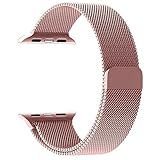 Apple Watch Band,Yoome Fully Magnetic Closure Clasp Mesh Milanese Loop Stainless Steel Bracelet Replacement Band Strap for Apple Iwatch Sport&edition (Rose gold, 38MM)