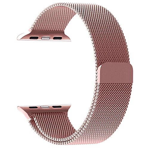 Apple Watch Band,Yoome Fully Magnetic Closure Clasp Mesh Milanese Loop Stainless Steel Bracelet Replacement Band Strap for Apple Iwatch Sport&edition (Rose gold, 38MM)