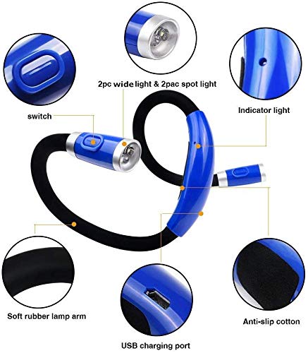 Rechargeable LED Book Light, Bendable Night Reading Light Lamp with 4 Adjustable Brightness Control, Hands Free, for Bed Reading or Read in Car - Thumbnail 3