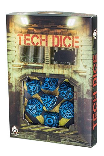 Q WORKSHOP QWOTEC08 Qworkshop 7 Piece Tech Dice Set, Blue and Black, Multi-Color - Thumbnail 2