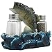 Bass Fishing Salt and Pepper Shaker Set with Holder Figurine for Rustic Cabin and Lodge Restaurant Bar or Kitchen Decor Fish Sculptures and Gifts for Fishermen