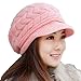 HINDAWI Women Winter Warm Knit Hat Wool Snow Caps with Visor, Pink