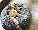 BinetGo Dog Bed Calming Cat and Dog Beds, 24 inches Navy Cat Bed, Black/Pink/Beige Puppy Bed,Original Calming Donut Cat and Dog Bed in Shag Fur– Machine Washable, Anti Slip Waterproof Bottom