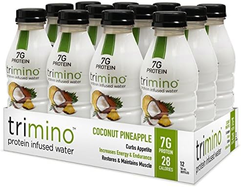 trimino Protein Infused Water, Coconut Pineapple, 16 Ounce (Pack of 12)