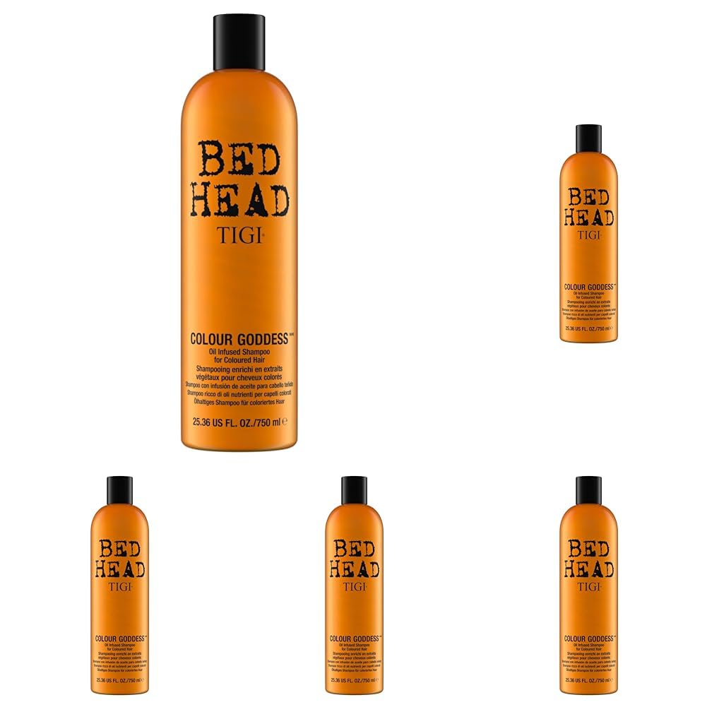 Bed Head by TIGI 750ml Colour Goddess Shampoo Multipack - 5-Pack XXL Colour Protect, Salon Professional Shampoo for Dry, Damaged & Coloured Hair, Enhances Gloss & Shine for Smooth Frizz Control