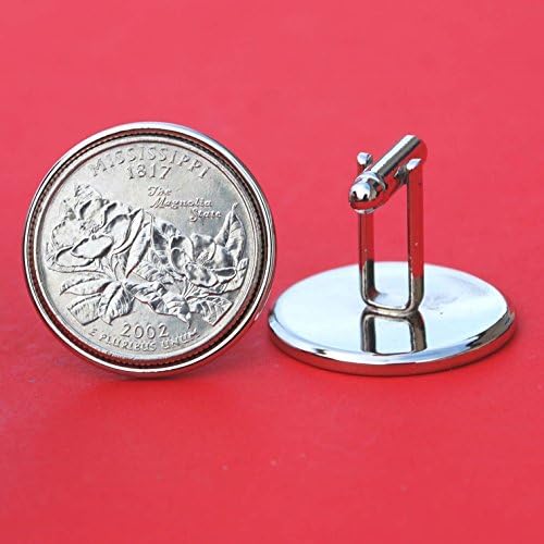 US 2002 Mississippi State Quarters Bu Unc Coins Cufflinks NEW