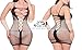 FasiCat Women Lingerie Sexy Fishnet Mini Dress Teddy Lingerie Mesh Bodysuit Black